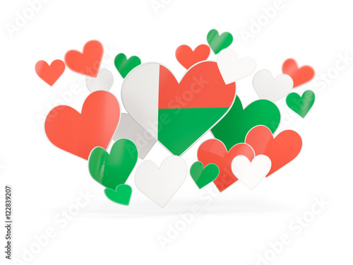 Flag of madagascar, heart shaped stickers