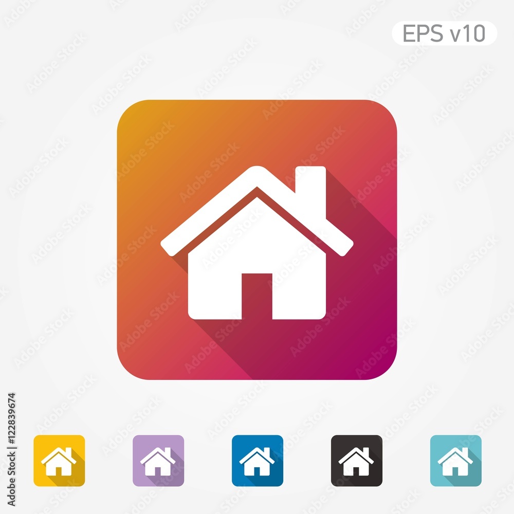 Flat icon of home symbol with shadow. Flat icon of home symbol with shadow.