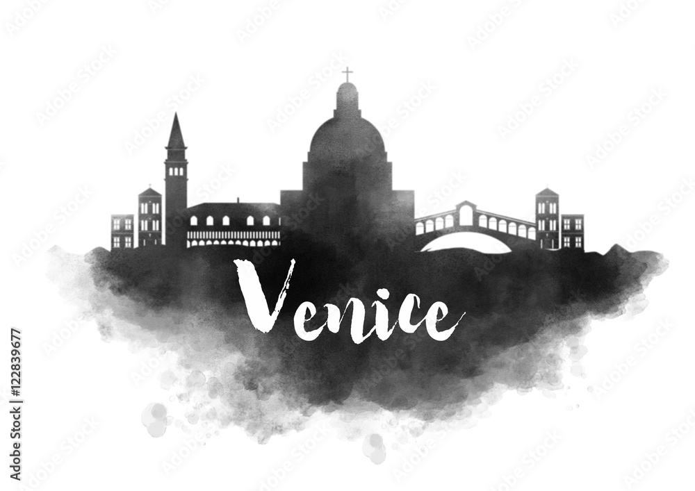 Watercolor Venice City Skyline