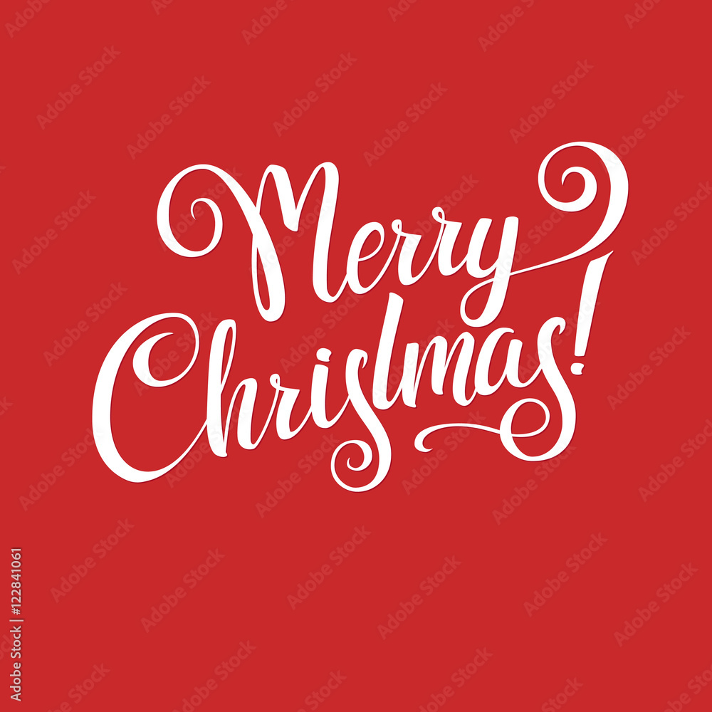 Greeting Card. Merry Christmas lettering, vector illustration