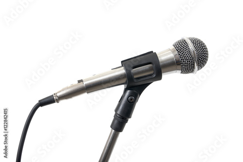 Silver microphone isolated on white background.Microphone isolat