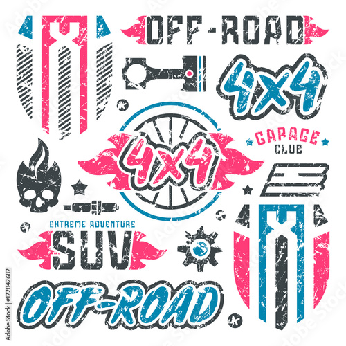 Stock vector set of off-road car badges