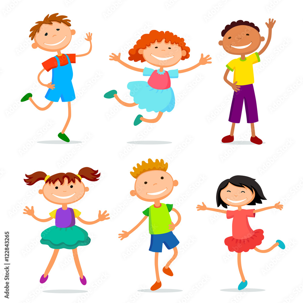 collection of happy children in different positions collection of happy children in different positions