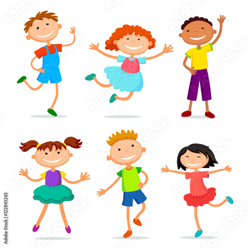 collection of happy children in different positions