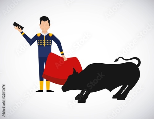 bullfighting classic icon of Spanish culture vector illustration design