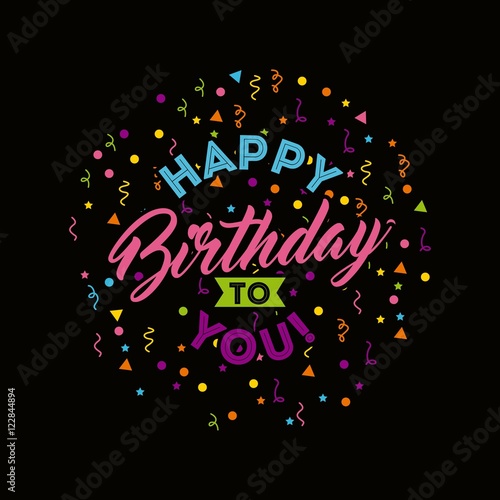 Canvas Print happy birthday to you celebration poster vector illustration design