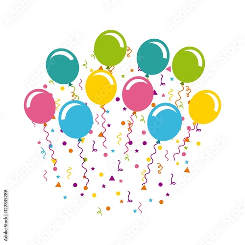 birthday celebration with balloons air party vector illustration design