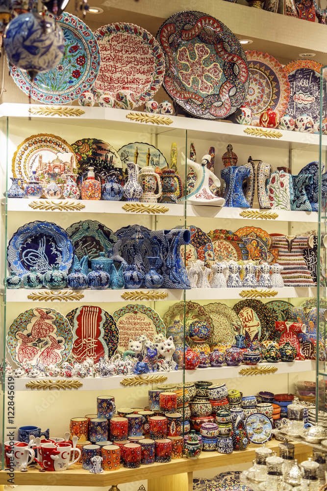 Classical Turkish ceramics on the market Grand Bazaar. Classical Turkish ceramics on the market Grand Bazaar.