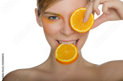 beautiful woman with orange