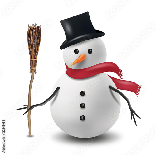 Schneemann mit Besen