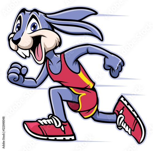 rabbit mascot running