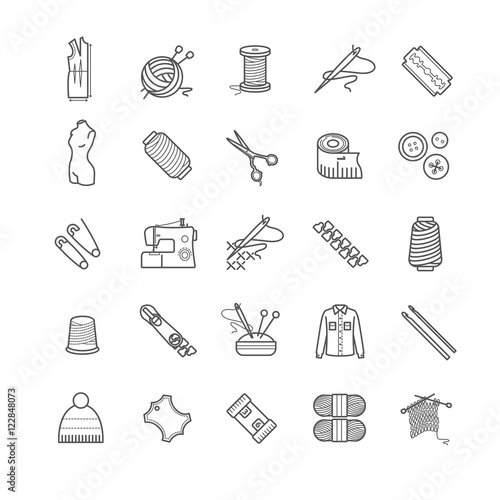Outline web icons - needlework, sewing, knitting