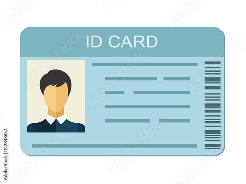 ID Card isolated on white background. Identification card icon. Business identity ID card icon template badge. Identification personal contact in flat style