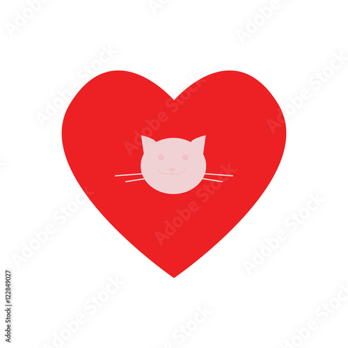 Silhouette cat in the heart Vector
