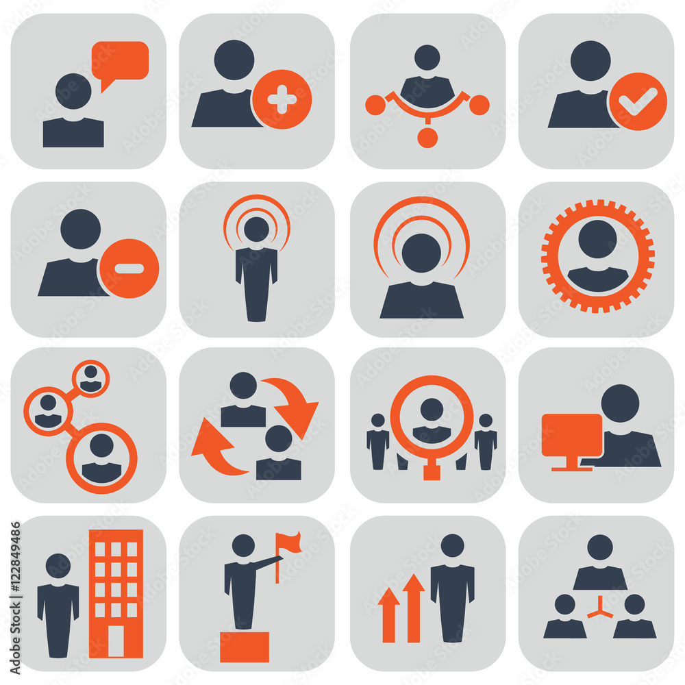 Fototapeta premium Human resources and management icons set. Vector ilustration