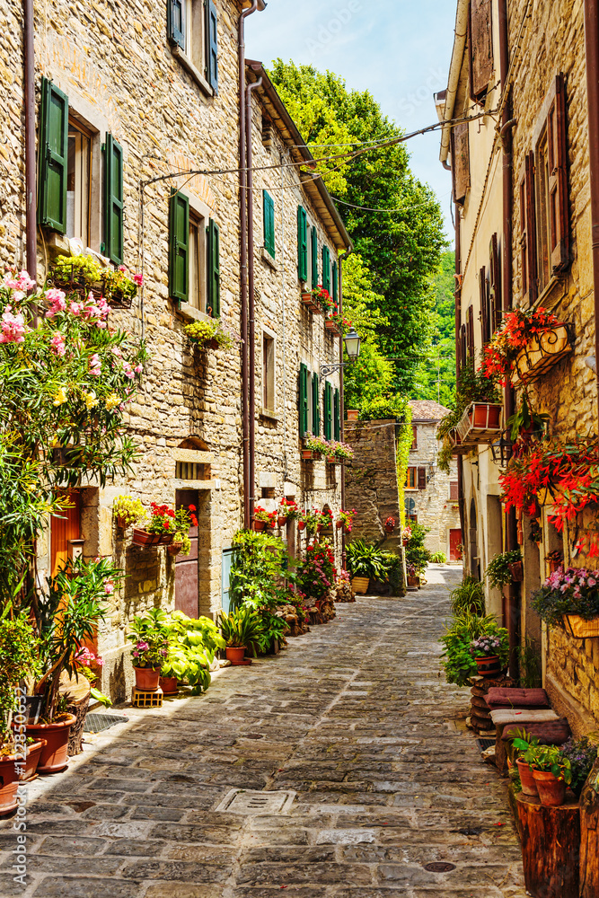 Narrow street in the old town in Italy