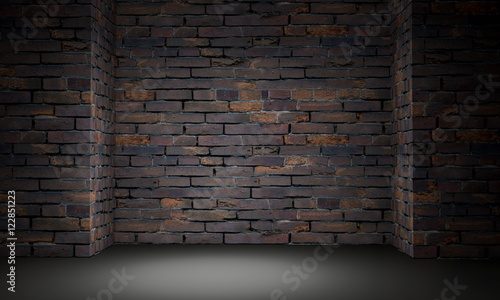 3D brick wall corner photo
