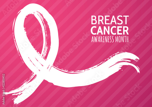 Vector watercolor hand drawn illustration of pink ribbon, breast cancer october awareness month. Abstract background for banner, poster, flyer design template.