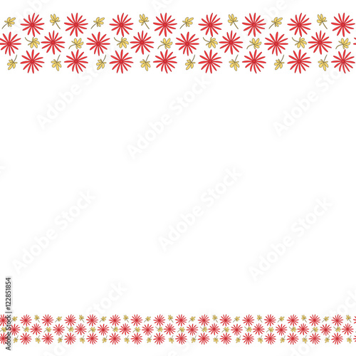 Cute background border frame with flowers and leaves isolated on the white (transparent) fond. With space for text. Can be used for invitations poster or greeting cards. Vector illustration eps
