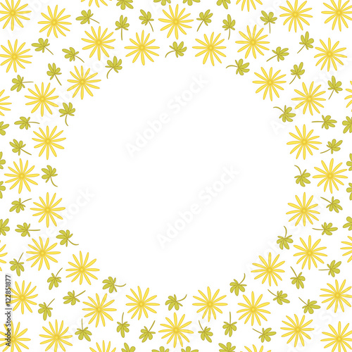 Cute background circle border frame with flowers and leaves isolated on the white (transparent) fond. With space for text. Can be used for invitations poster or greeting cards. Vector illustration eps © ards_art