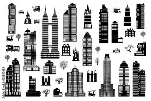 A set of urban high-rise buildings of skyscrapers houses