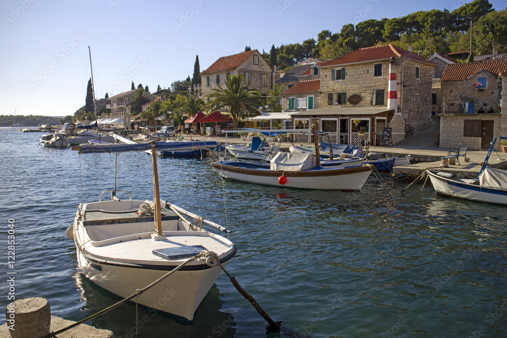 Summer afternoon in settlement Maslinica on Solta island in Croatia