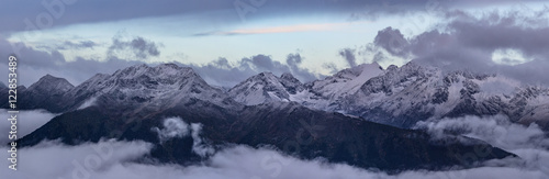 Top of Greater Caucasus Mountain Range in morning twilight. © Kseniya Abramova