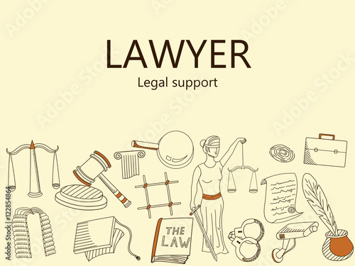Lawyer. Legal support banner vector illustration
