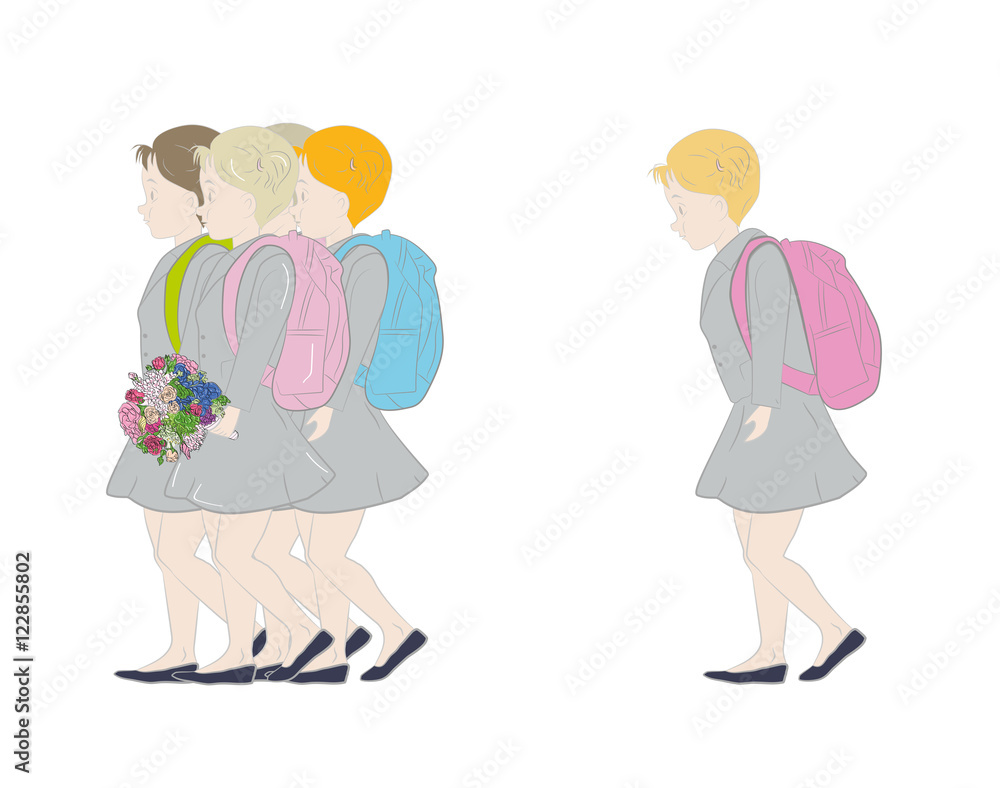 children go to school students. the beginning of their studies. vector illustration. children go to school students. the beginning of their studies. vector illustration.