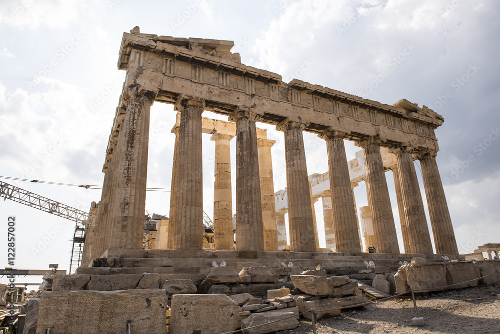 Obraz premium Parthenon auf der Akropolis in Athen (Baustelle), Griechenland