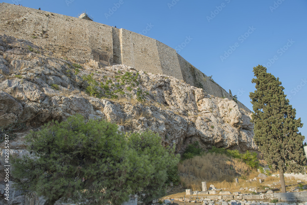 Aussenmauern der Akropolis in Athen, Griechenland