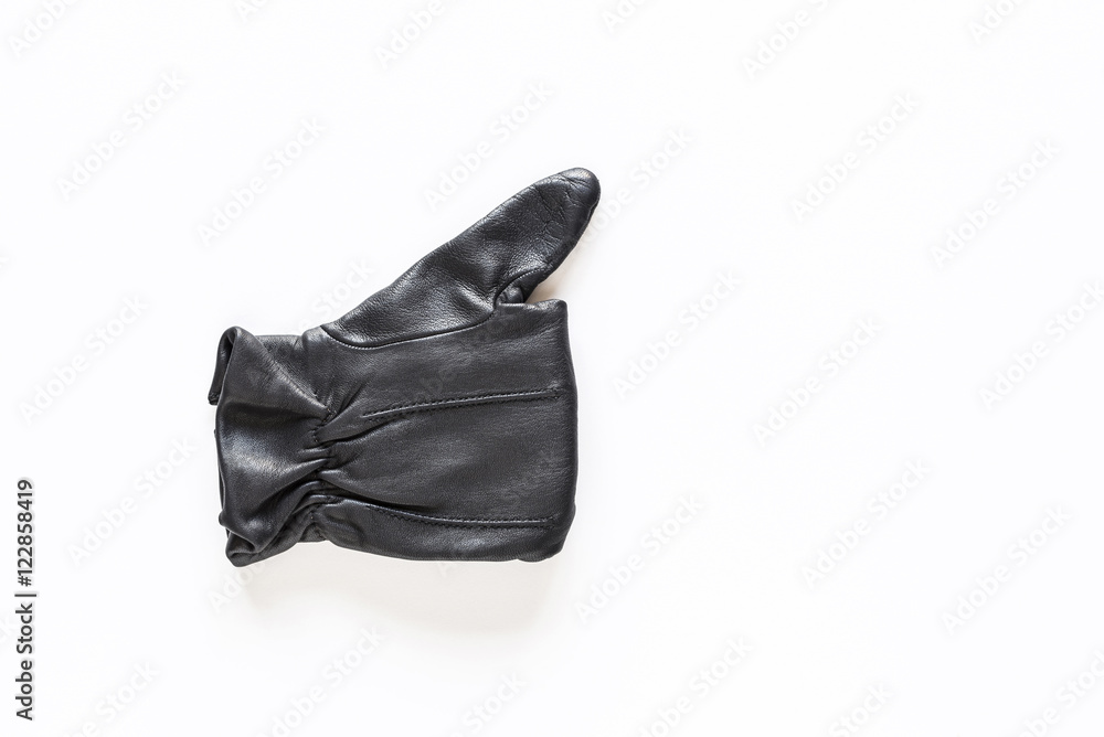 Black glove making okey sign isolated Black glove making okey sign isolated