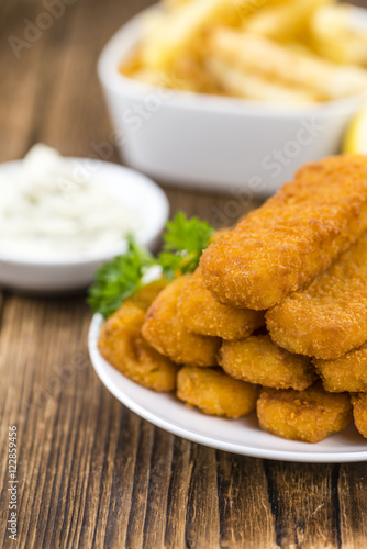 Portion of Fish Fingers (selective focus)