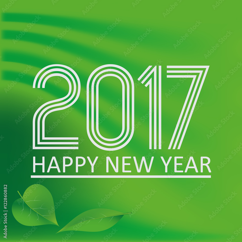 happy new year 2017 on green abstract color background eps10