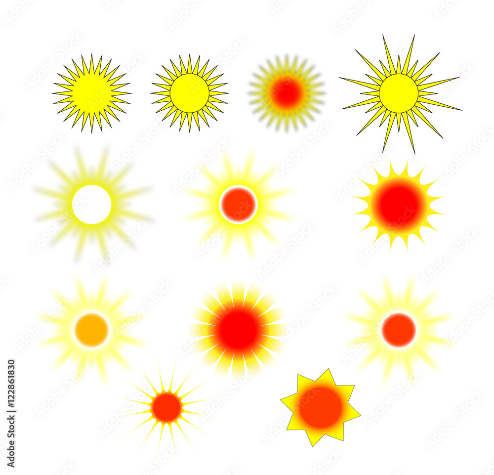 Sun icon set, vector illustration Sun icon set, vector illustration