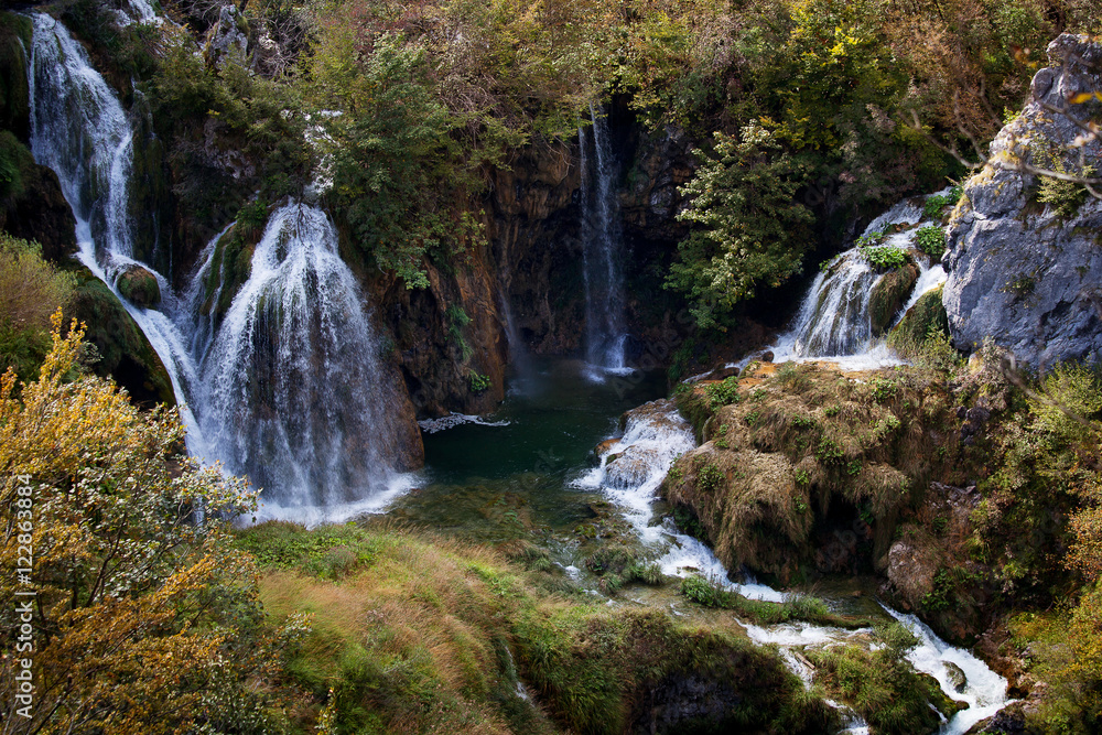 Small waterfalls in the mountains