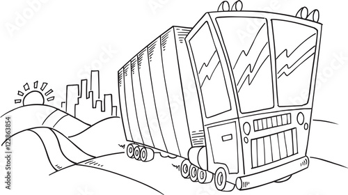 Doodle Truck Vector Illustration Vector Art