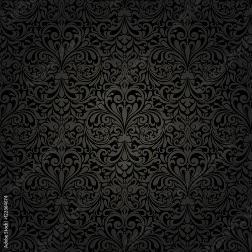 Seamless background of black color in the style of Damascus