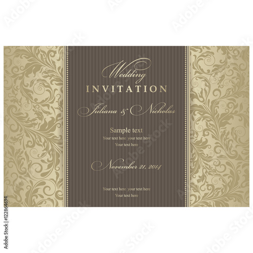 Wedding Invitation cards in an vintage-style gold and brown.