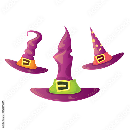 vector cartoon glossy pink witch hat isolated