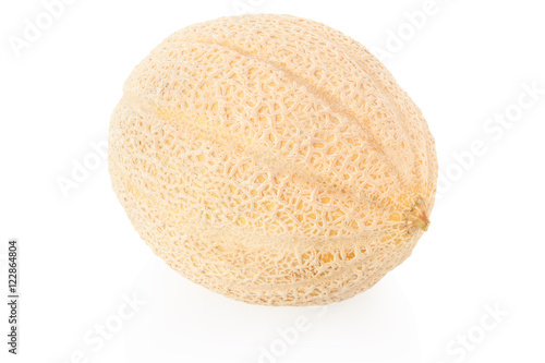 Cantaloupe  single melon on white  clipping path