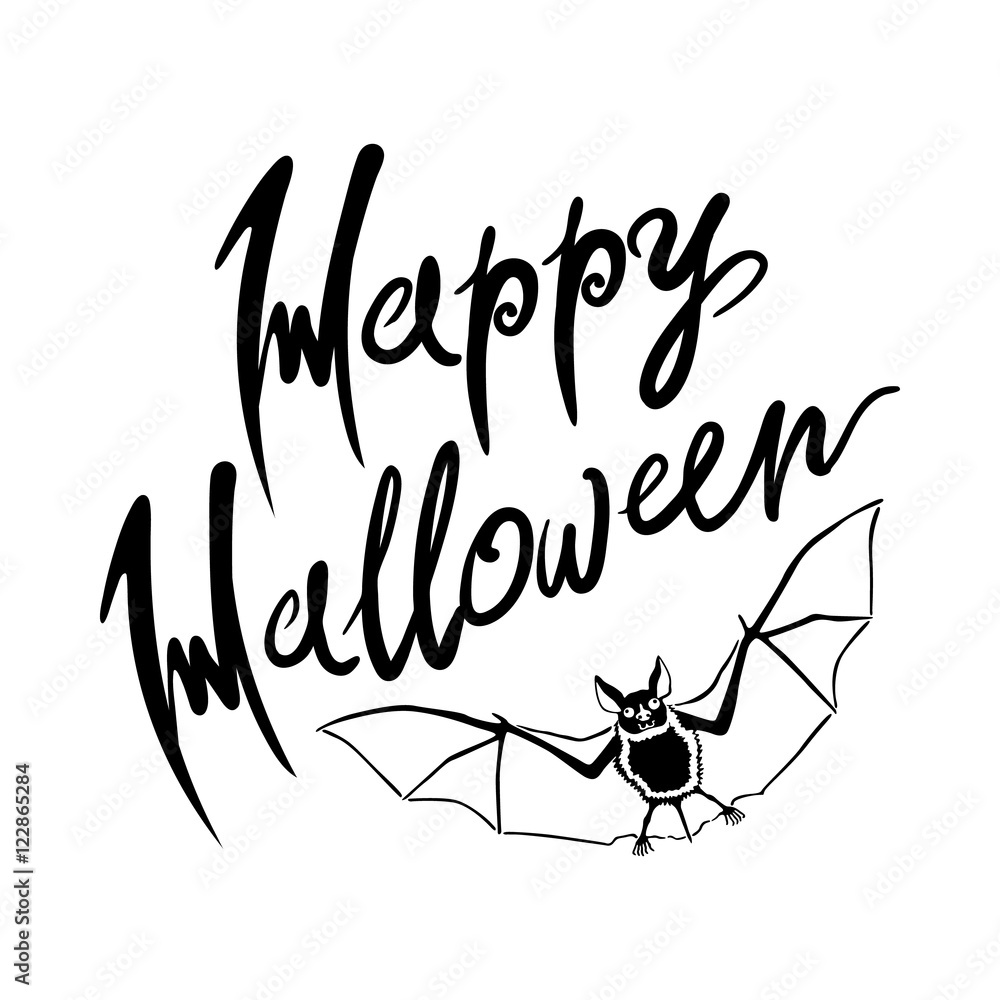 Happy Halloween bat message design background. Vector illustration EPS 10