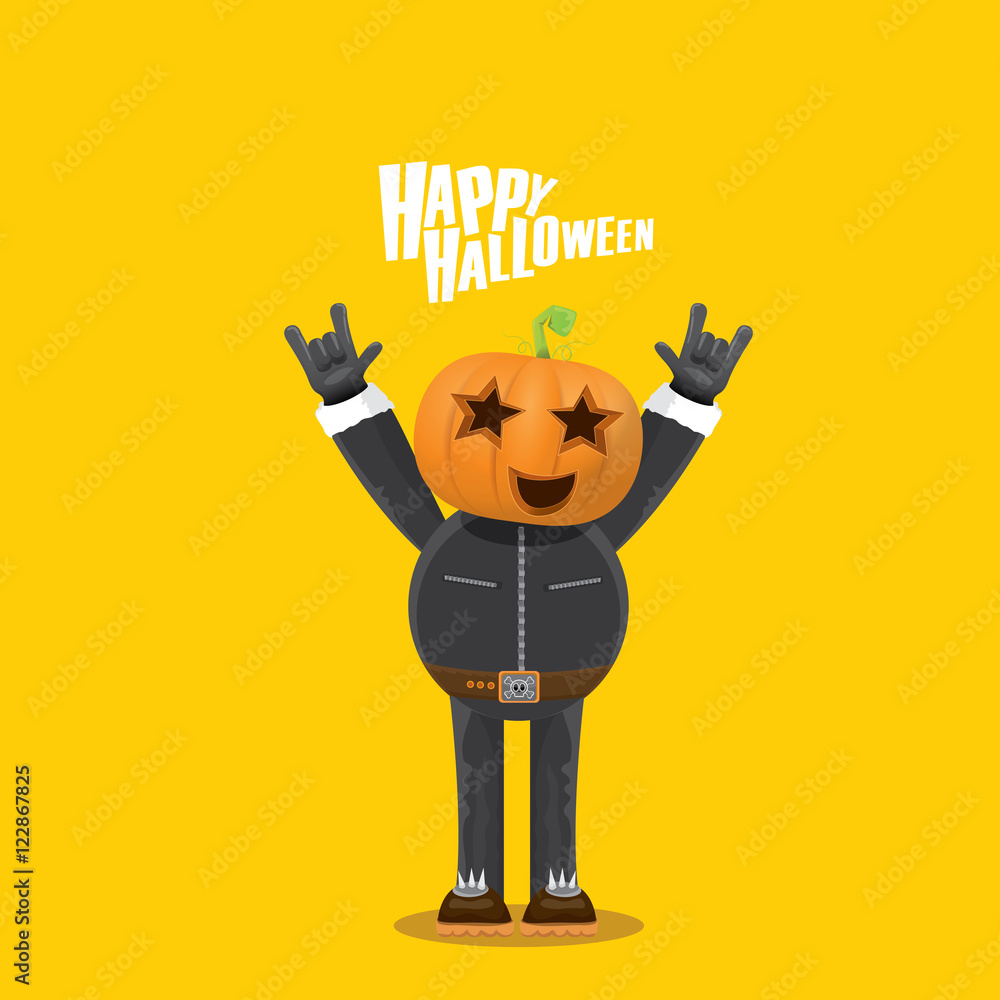 Rock n roll Happy halloween vector greeting card Rock n roll Happy halloween vector greeting card