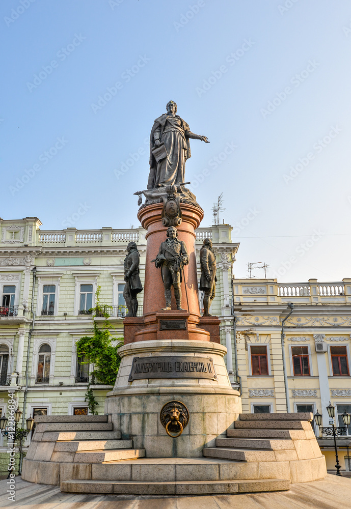 Odessa, Ukraine - July 25, 2016: Famous Monument to City Founders, Odessa Ukraine. In 2007 was restored the lost monument to the city founders by the City Council.