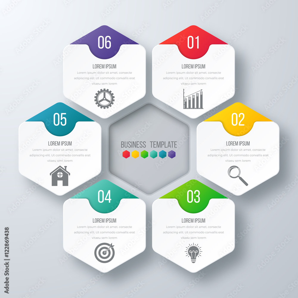 Vector illustration infographics six options. Vector illustration infographics six options.