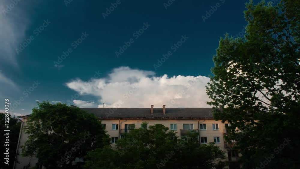 Towering Cumulus Cloud Billows Time Lapse Above the house Towering Cumulus Cloud Billows Time Lapse Above the house