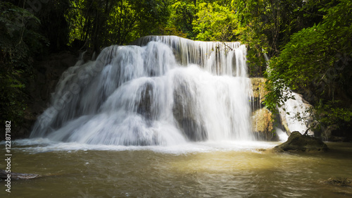 Fototapeta Naklejka Na Ścianę i Meble -  waterfall huay mae khamin,amazing waterfall beautiful in nature,Wild and nature,in Kanchanaburi province,Thailand