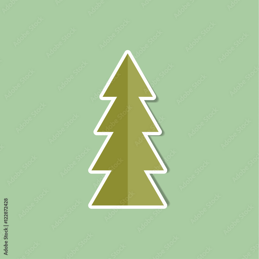Christmas tree paper label on light green background Christmas tree paper label on light green background