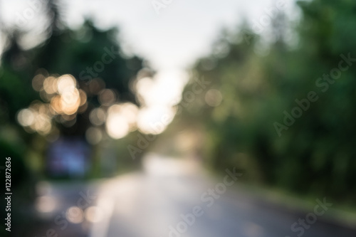 Abstract bokeh outdoor light on the road