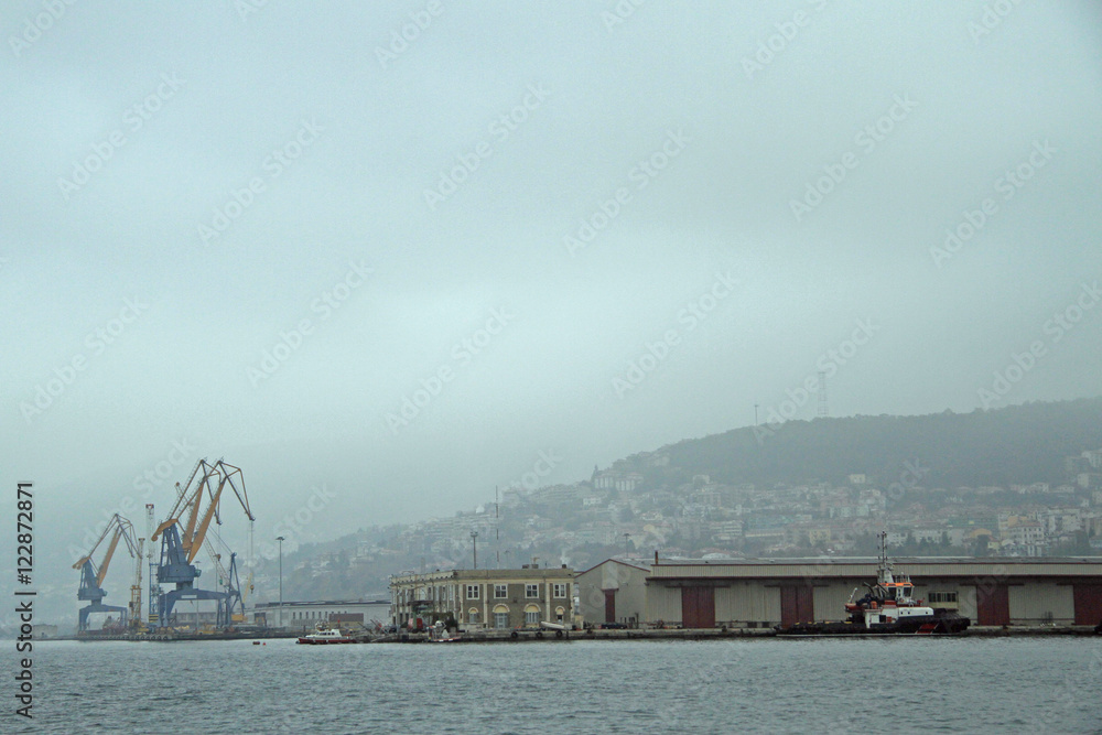Docks and Cranes at Harbour in Trieste
